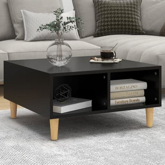Riye Wooden Coffee Table With 2 Shelves In Black_1