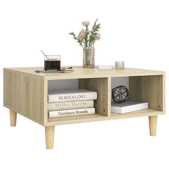 Riye Wooden Coffee Table With 2 Shelves In White And Sonoma Oak_2