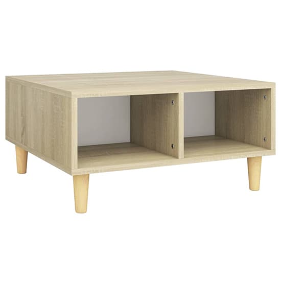 Riye Wooden Coffee Table With 2 Shelves In White And Sonoma Oak_3
