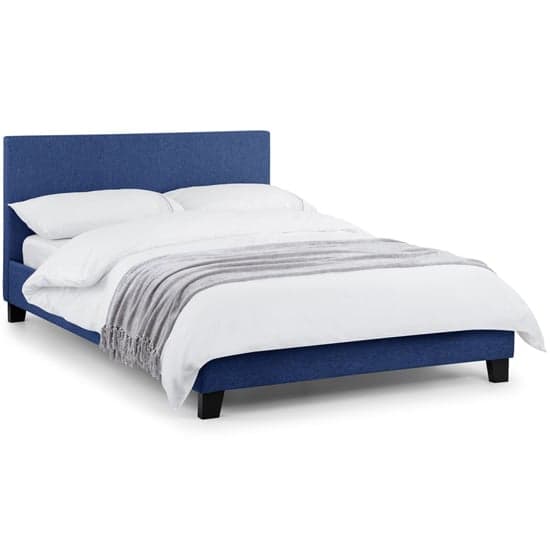 Riyeko Linen Fabric Double Bed In Dark Blue_2