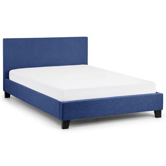 Riyeko Linen Fabric Double Bed In Dark Blue_3