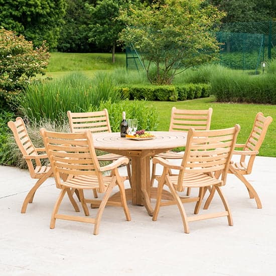 Robalt 1450mm Dining Table With 6 Folding Armchairs In Natural_1