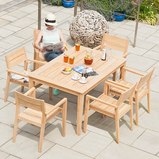 Robalt 1500mm Dining Table With 6 Stacking Chairs In Natural_1