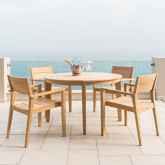 Robalt Outdoor Round 1250mm Wooden Dining Table In Natural_2