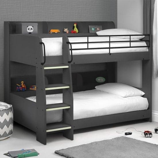 Dallyce Wooden Bunk Bed In Anthracite With Ladder_1