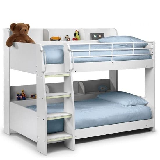 Dallyce Wooden Bunk Bed In White With Ladder_2