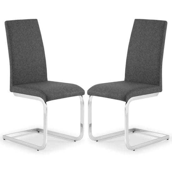 Rocio Slate Grey Linen Fabric Cantilever Dining Chairs In Pair_1