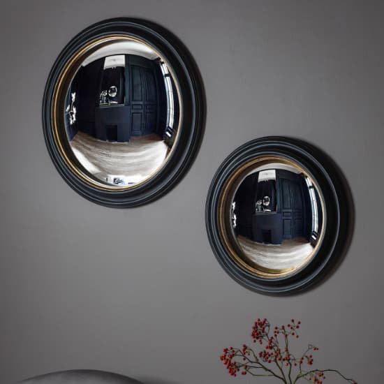 Rockford Large Convex Wall Mirror In Black And Gold_3