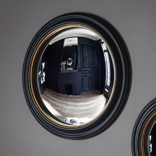 Rockford Large Convex Wall Mirror In Black And Gold_1