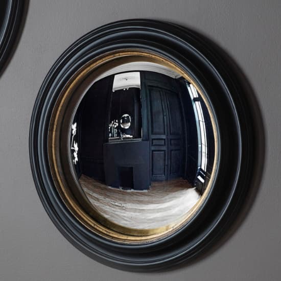 Rockford Small Convex Wall Mirror In Black And Gold_1