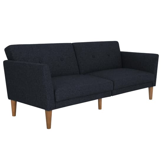 Rockingham Linen Fabric Sofa Bed With Wooden Legs In Blue_4