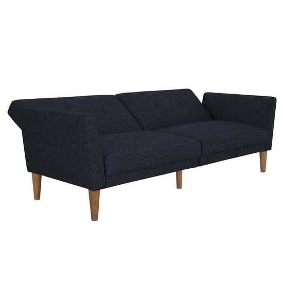 Rockingham Linen Fabric Sofa Bed With Wooden Legs In Blue_5