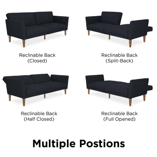 Rockingham Linen Fabric Sofa Bed With Wooden Legs In Blue Furniture