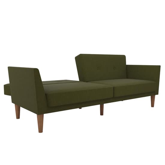 Rockingham Linen Fabric Sofa Bed With Wooden Legs In Green_6