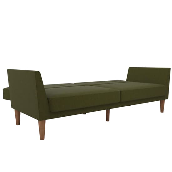 Rockingham Linen Fabric Sofa Bed With Wooden Legs In Green_7
