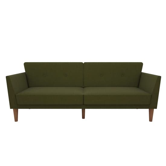 Rockingham Linen Fabric Sofa Bed With Wooden Legs In Green_8