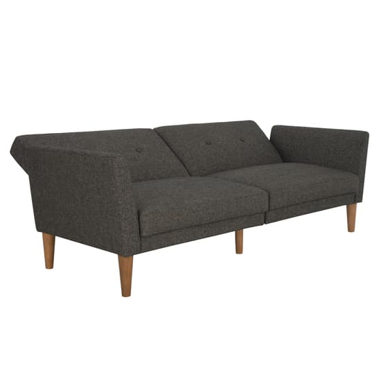 Rockingham Linen Fabric Sofa Bed With Wooden Legs In Grey_5