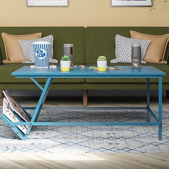 Rockingham Wooden Coffee Table With Magazine Rack In Blue_2