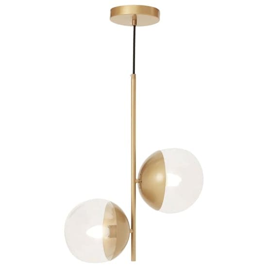 Rocklin 2 Lights Clear Glass Shade Pendant Light In Gold_2
