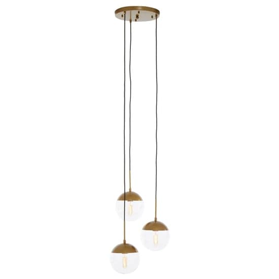 Rocklin 3 Lights Clear Glass Shade Pendant Light In Gold_2