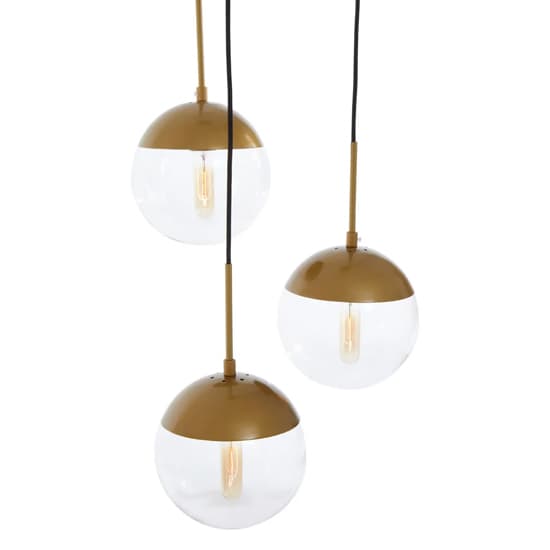 Rocklin 3 Lights Clear Glass Shade Pendant Light In Gold_3