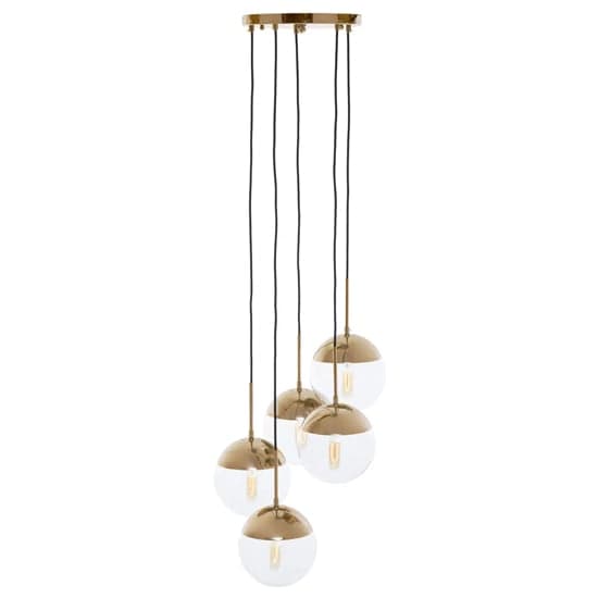 Rocklin 5 Lights Clear Glass Shade Pendant Light In Gold_2