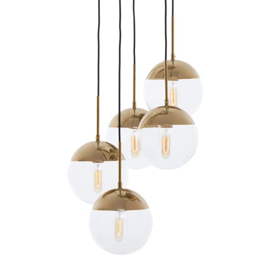 Rocklin 5 Lights Clear Glass Shade Pendant Light In Gold_3