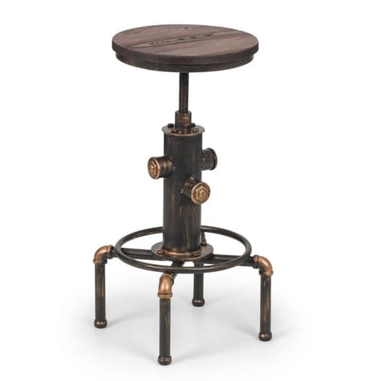 Raewyn Pipework Bar Stool In Brushed Copper And Rustic Elm_2