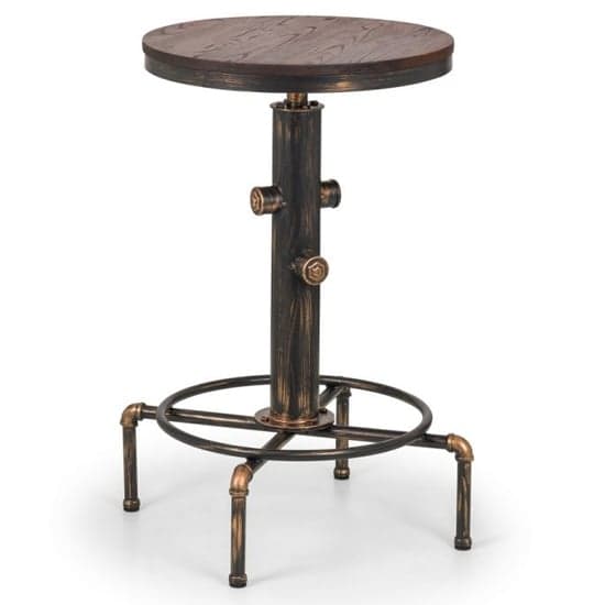 Raewyn Pipework Bar Table In Brushed Copper And Rustic Elm_2