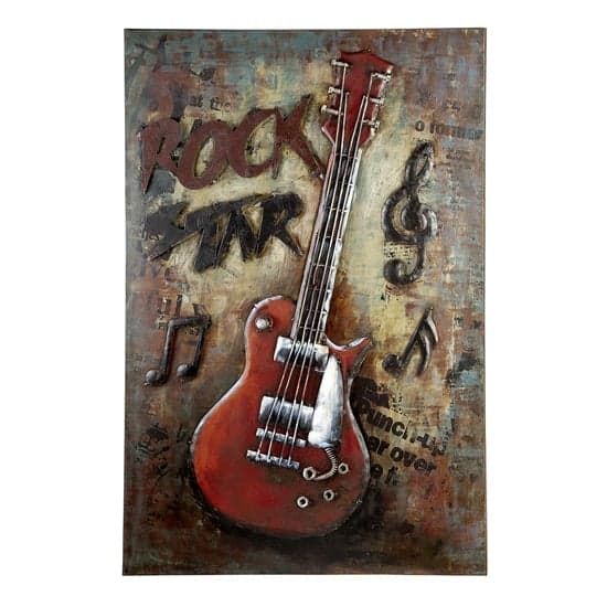 Rockstar Picture Metal Wall Art In Red And Brown_2