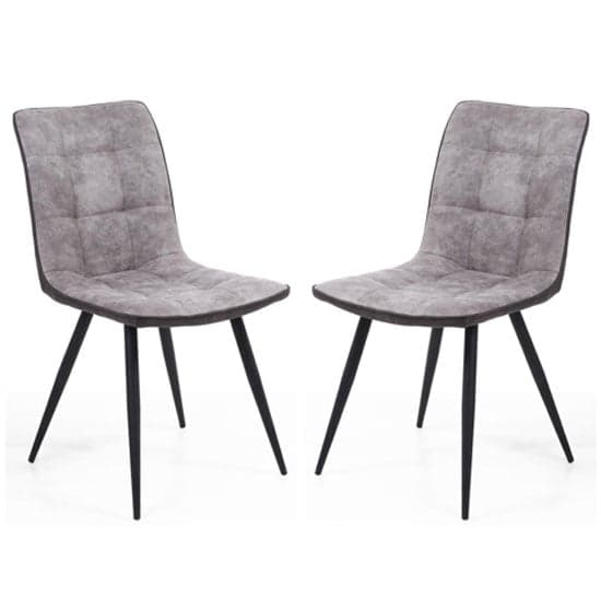 Rizhao Light Grey Suede Effect Dining Chair In A Pair_1