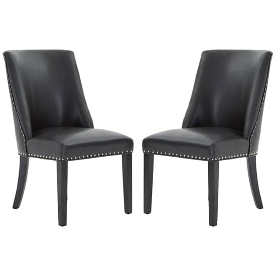Rodik Black Faux Leather Dining Chairs In Pair_1