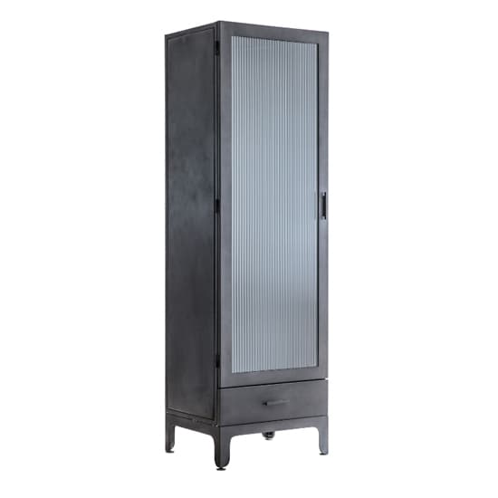 Rolla Metal Display Cabinet With 1 Door 1 Drawer In Black_6