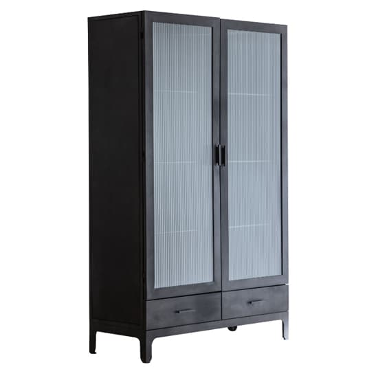 Rolla Metal Display Cabinet With 2 Doors 2 Drawers In Black_4