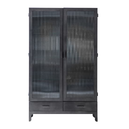 Rolla Metal Display Cabinet With 2 Doors 2 Drawers In Black_5