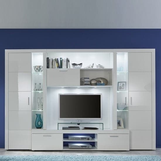 Roma Entertainment Unit White With High Gloss Fronts And LED_2
