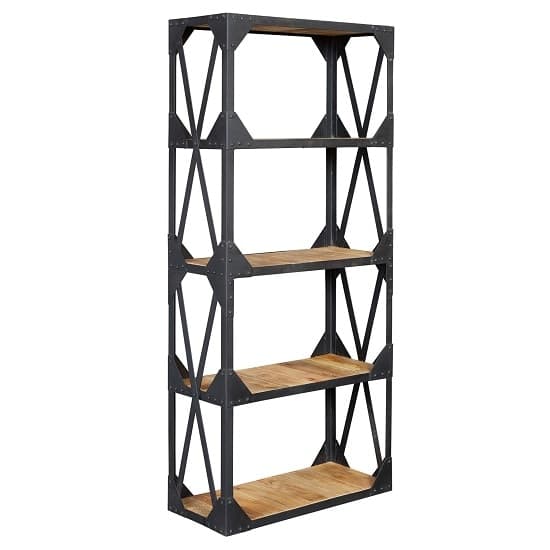 Romarin Large Bookcase In Reclaimed Wood And Metal Frame_3