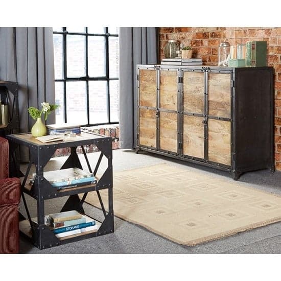 Romarin Wooden Sideboard In Reclaimed Wood And Metal Frame_5