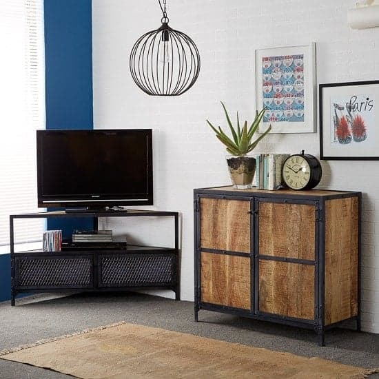 Romarin Compact Sideboard In Reclaimed Wood And Metal Frame_6