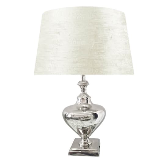 Rome Drum-Shaped White Shade Table Lamp With Nickel Chrome Base_2