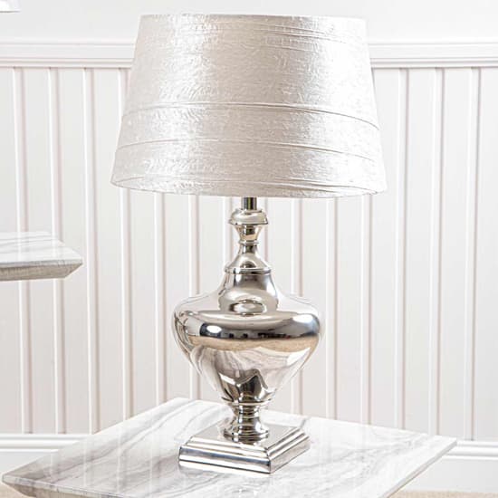 Rome Drum-Shaped White Shade Table Lamp With Nickel Chrome Base_1