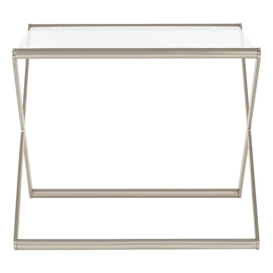 Romelo Clear Glass Side Table With Satin Nickel Frame_2