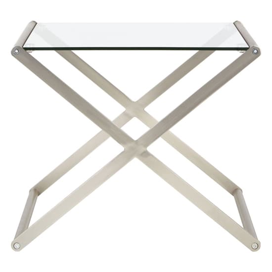 Romelo Clear Glass Side Table With Satin Nickel Frame_3