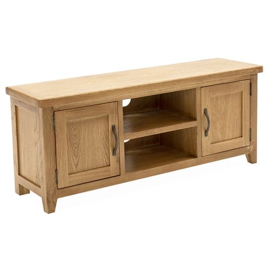 Romero Wooden TV Stand With 2 Doors In Natural_2
