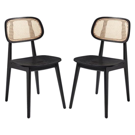 Romney Satin Black Wooden Dining Chairs In Pair_1