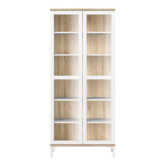 Romtree 2 Doors Display Cabinet In White And Oak_2