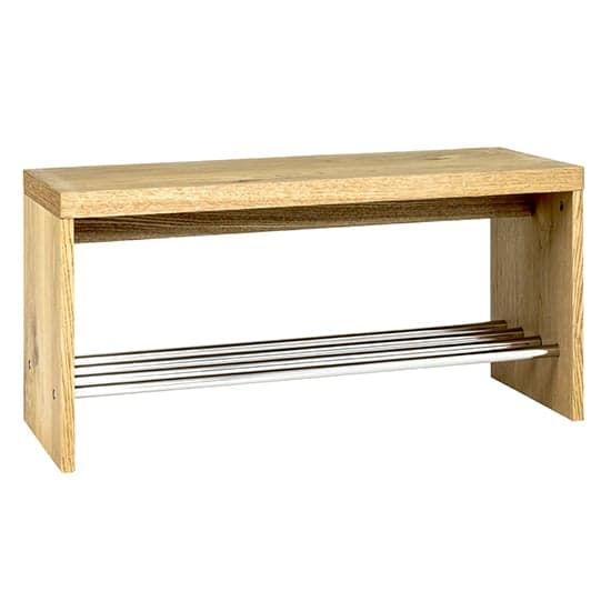 Ronde Wooden Shoe Storage Bench In Oak With Chrome Shelf_2