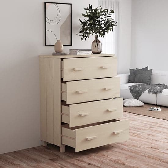 Ronen Pine Wood Chest Of 4 Drawers In Honey Brown_2