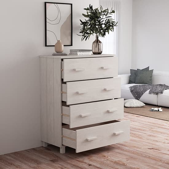 Ronen Pine Wood Chest Of 4 Drawers In White_2