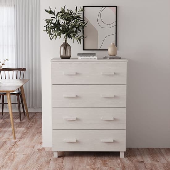 Ronen Pine Wood Chest Of 4 Drawers In White_1